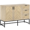 HOMCOM Sideboard Buffet Cabinet with 3 Drawers, Rustic Coffee Bar Cabinet with Recessed Doors and Adjustable Shelf, Oak