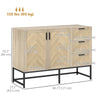 HOMCOM Sideboard Buffet Cabinet with 3 Drawers, Rustic Coffee Bar Cabinet with Recessed Doors and Adjustable Shelf, Oak