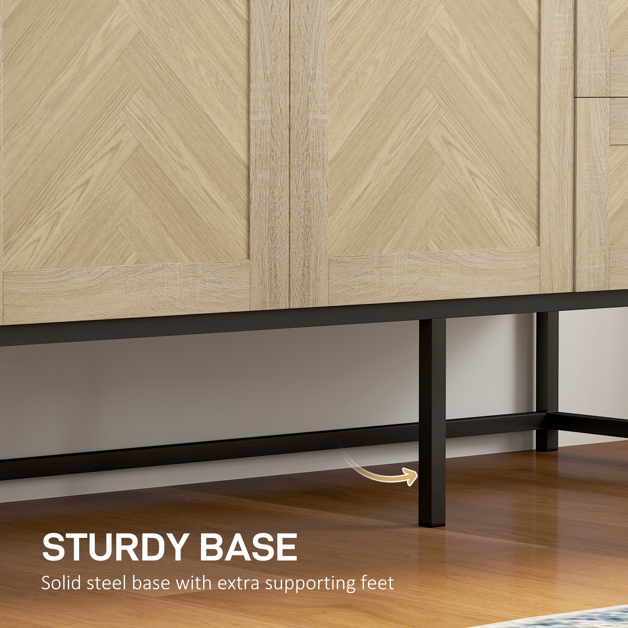 HOMCOM Sideboard Buffet Cabinet with 3 Drawers, Rustic Coffee Bar Cabinet with Recessed Doors and Adjustable Shelf, Oak