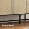 HOMCOM Sideboard Buffet Cabinet with 3 Drawers, Rustic Coffee Bar Cabinet with Recessed Doors and Adjustable Shelf, Oak