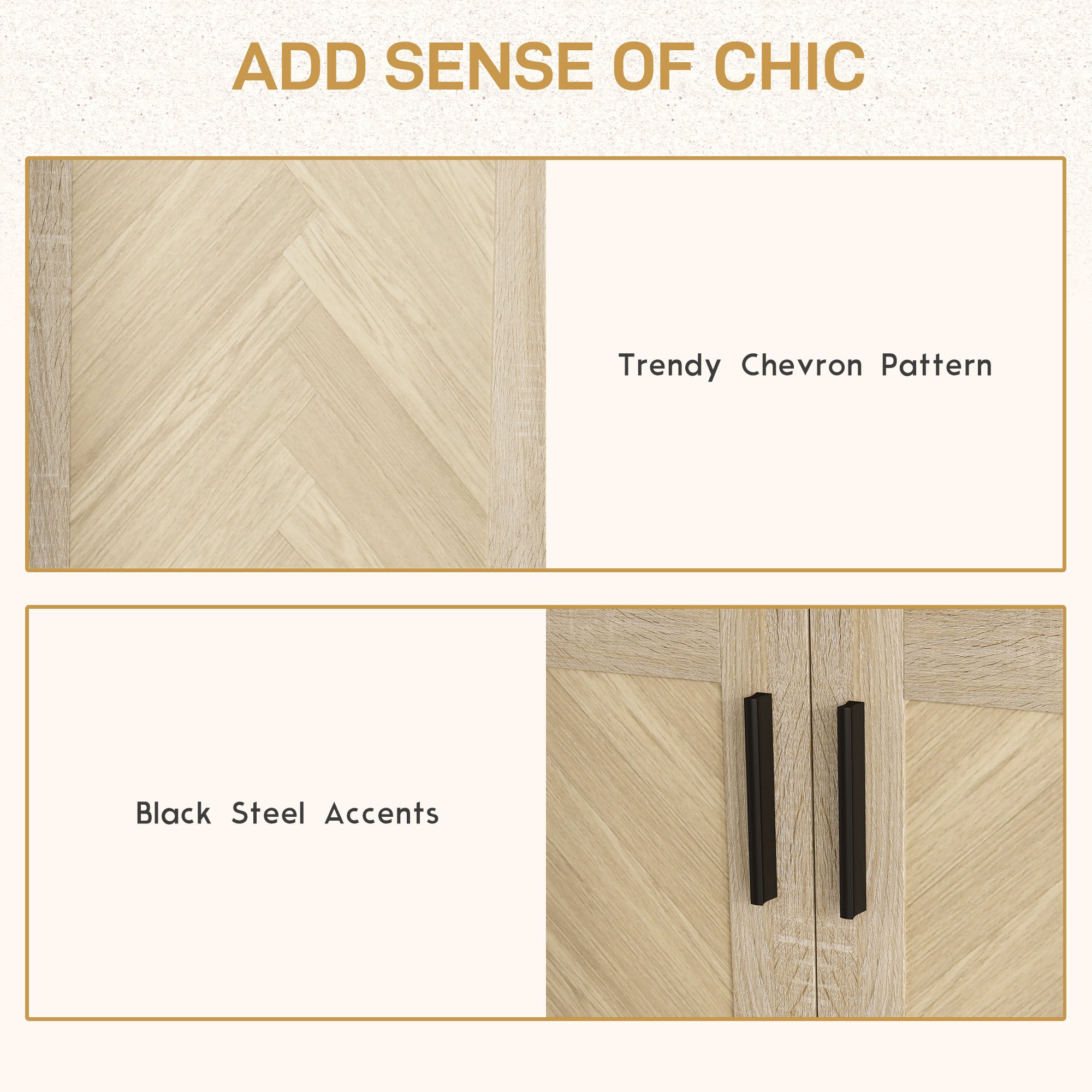 HOMCOM Sideboard Buffet Cabinet with 3 Drawers, Rustic Coffee Bar Cabinet with Recessed Doors and Adjustable Shelf, Oak