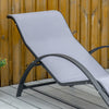 Outsunny 3 Pieces Patio Pool Lounge Chairs Set, Outdoor Chaise lounge with 2 S-Shaped Sunbathing Chairs and a Glass Top Table, for Yard Garden, Light Grey
