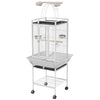 PawHut 61.5 Inch Bird Cage Parakeet House for Cockatiel with Stand, Pull Out Tray, Play Top, Storage Shelf, Wood Perch, Food Container, White