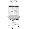 PawHut 61.5 Inch Bird Cage Parakeet House for Cockatiel with Stand, Pull Out Tray, Play Top, Storage Shelf, Wood Perch, Food Container, White