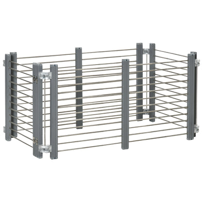 PawHut Dog Pen Adjustable Puppy Playpen Foldable Fence Indoor Outdoor Run Enclosure for Small Dogs with Gate Locks 64.5 cm High, Grey