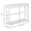 HOMCOM 2 Tier X-Design Console Table Sofa Side Table w/ Drawer and Storage Shelf for Living Room Entryway, White