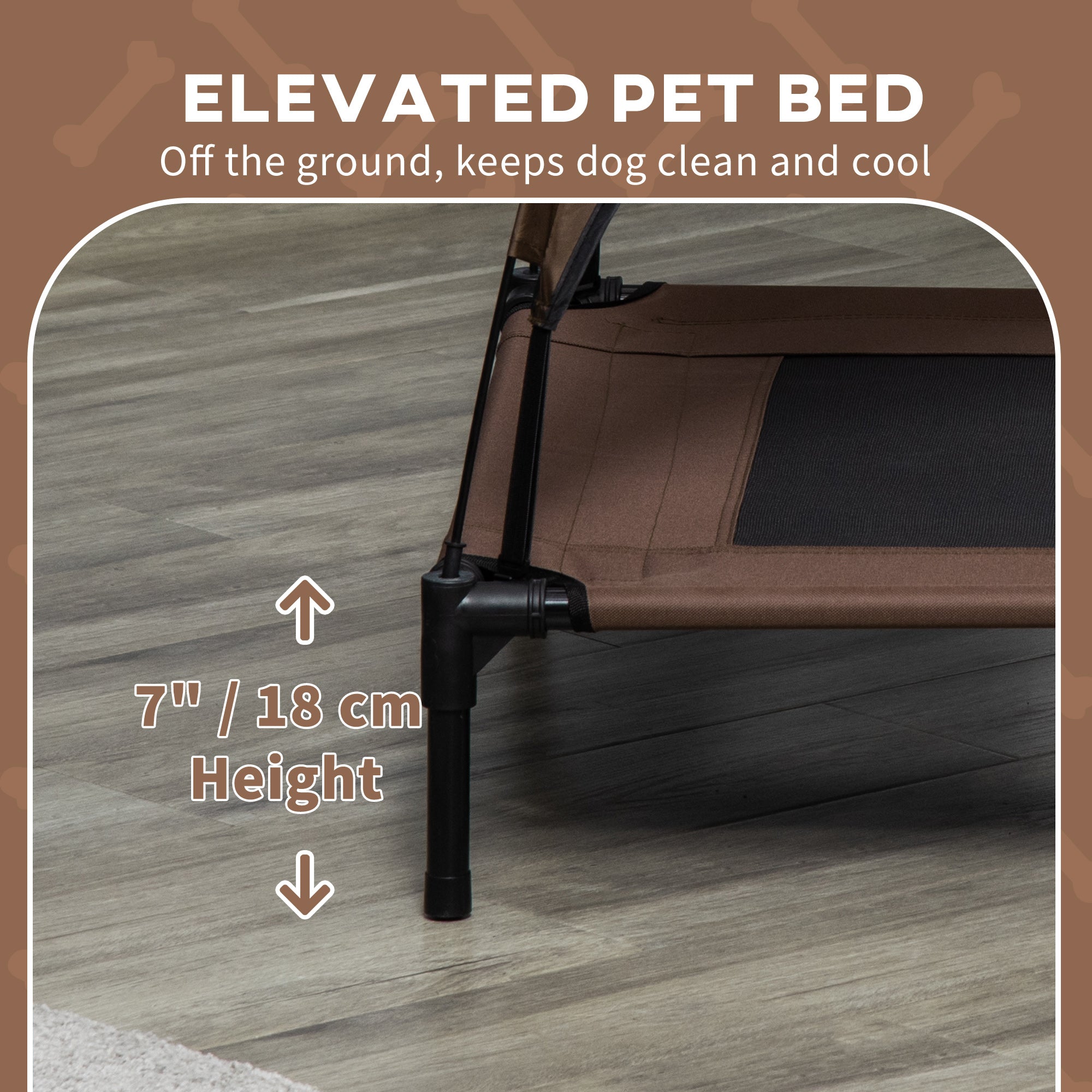 PawHut Elevated Dog Bed with Canopy, Portable Raised Dog Cot for L Sized Dogs, Indoor & Outdoor, 36" x 30" x 35", Coffee