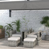 Outsunny 5PC Wicker Patio Lounger, Outdoor PE Rattan 5-level Adjustable Recliner Sofa Bed with Storage Side Table and Footstools, for Patio, Garden, Poolside, Grey