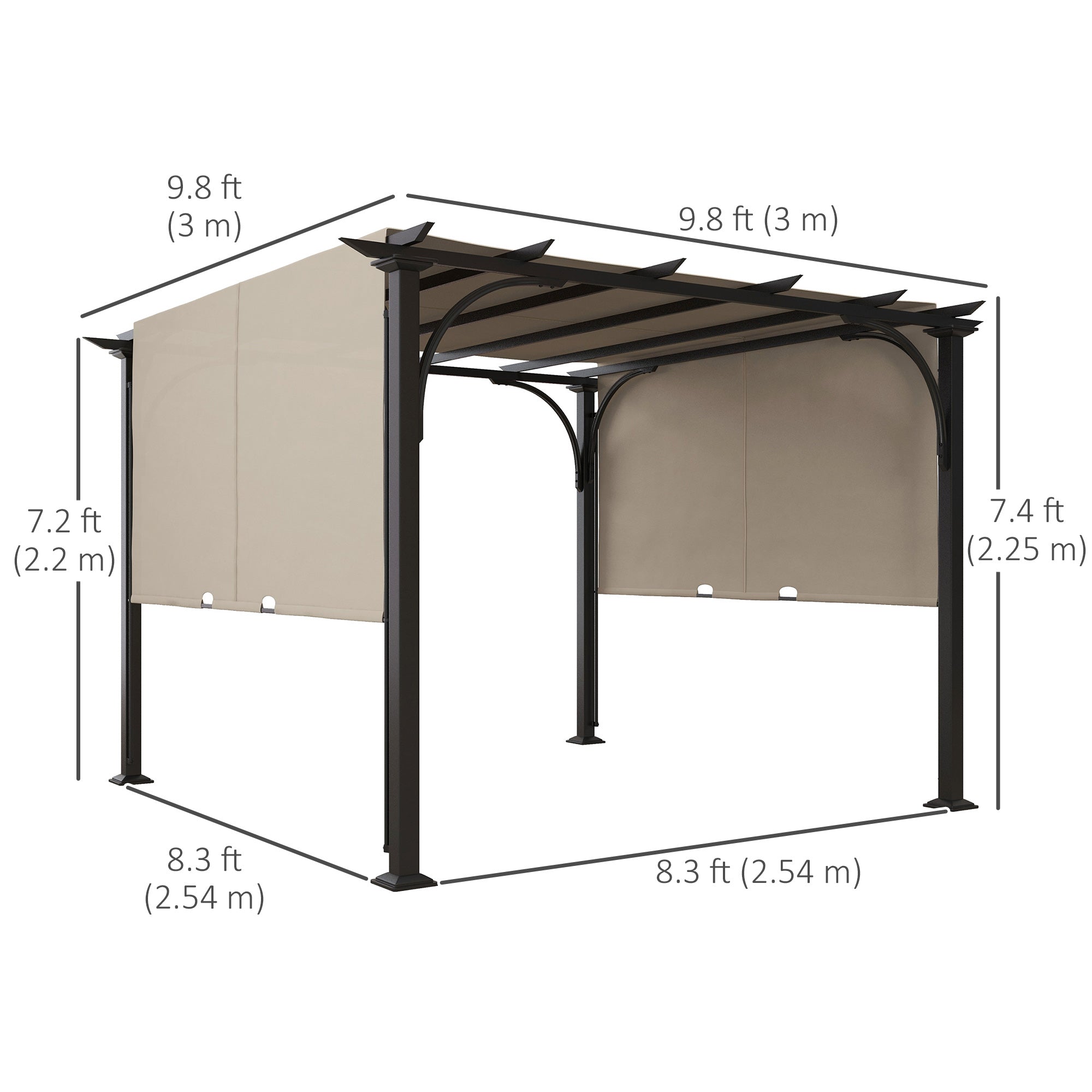 Outsunny 10' x 10' Outdoor Pergola Patio Gazebo Canopy Sun Shelter with Steel Frame, Beige