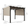 Outsunny 10' x 10' Outdoor Pergola Patio Gazebo Canopy Sun Shelter with Steel Frame, Beige