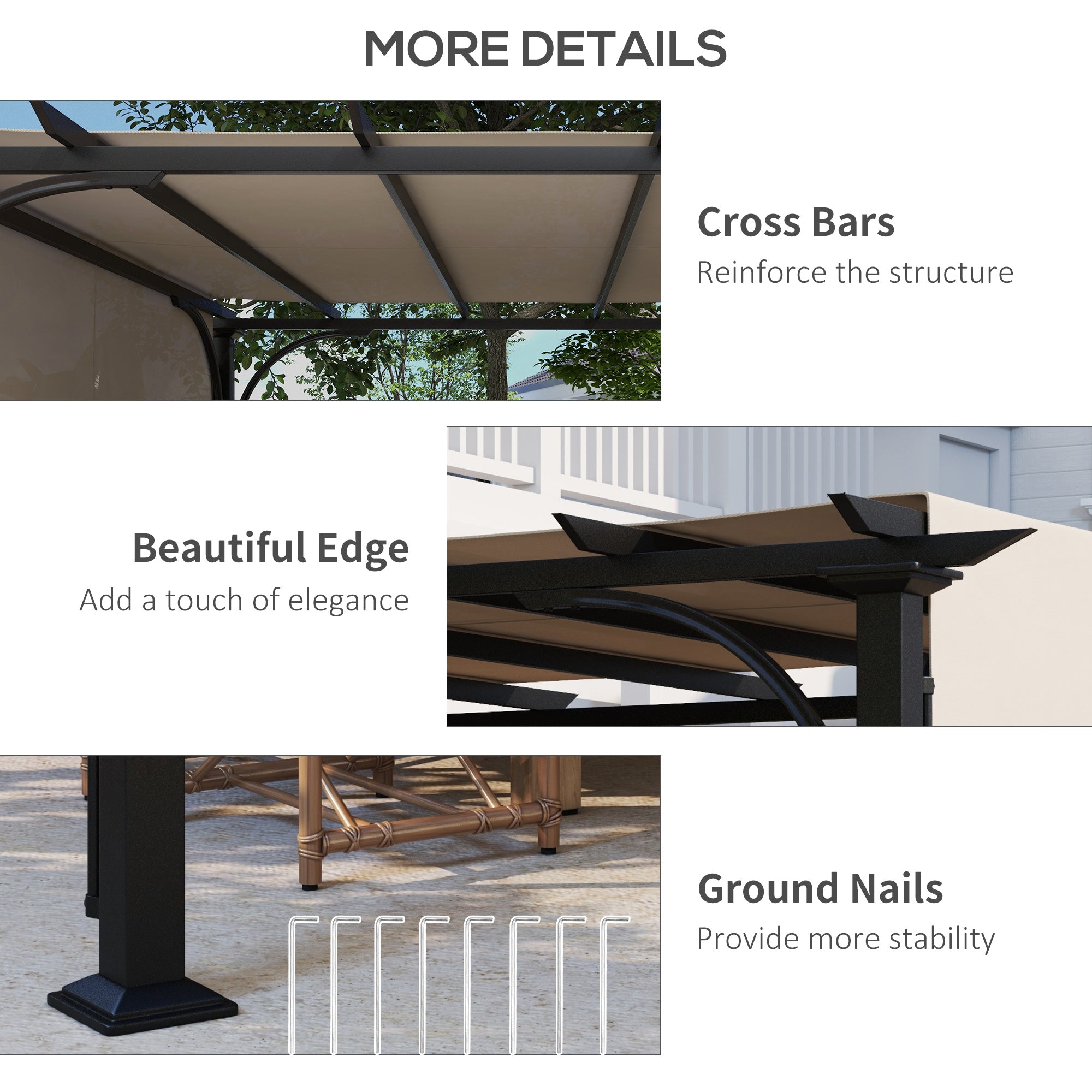Outsunny 10' x 10' Outdoor Pergola Patio Gazebo Canopy Sun Shelter with Steel Frame, Beige