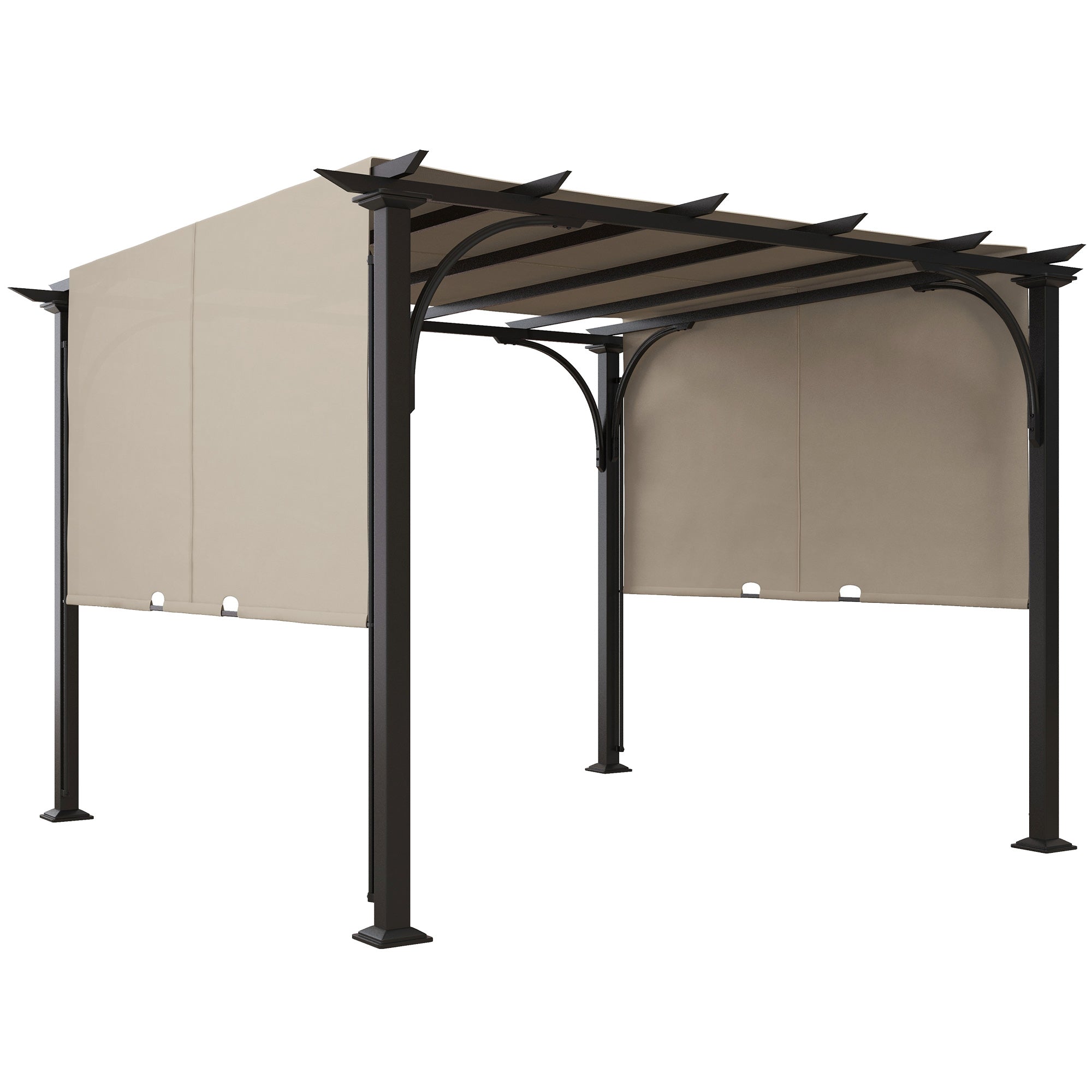 Outsunny 10' x 10' Outdoor Pergola Patio Gazebo Canopy Sun Shelter with Steel Frame, Beige