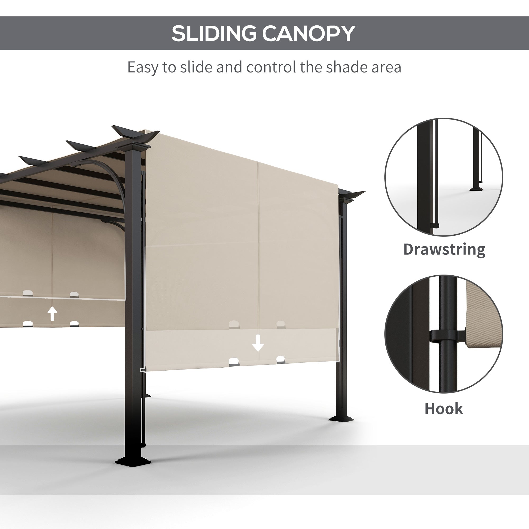 Outsunny 10' x 10' Outdoor Pergola Patio Gazebo Canopy Sun Shelter with Steel Frame, Beige