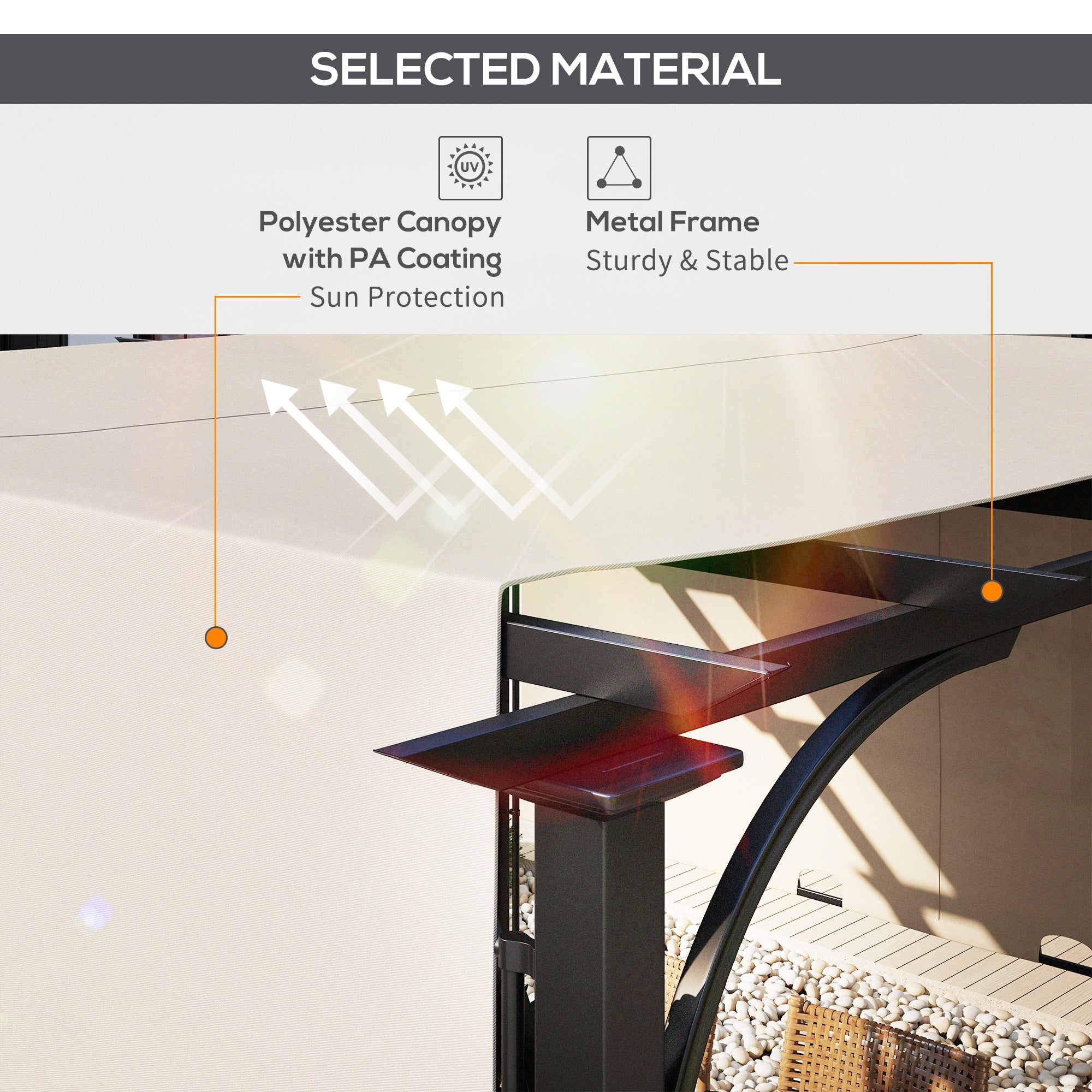 Outsunny 10' x 10' Outdoor Pergola Patio Gazebo Canopy Sun Shelter with Steel Frame, Beige