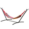 Outsunny Patio Hammock with Stand, Fabric Outdoor Hammock Bed with Stand, Free Standing Adjustable Lounge Chair Includes Portable Carrying Case for Outdoor or Indoor