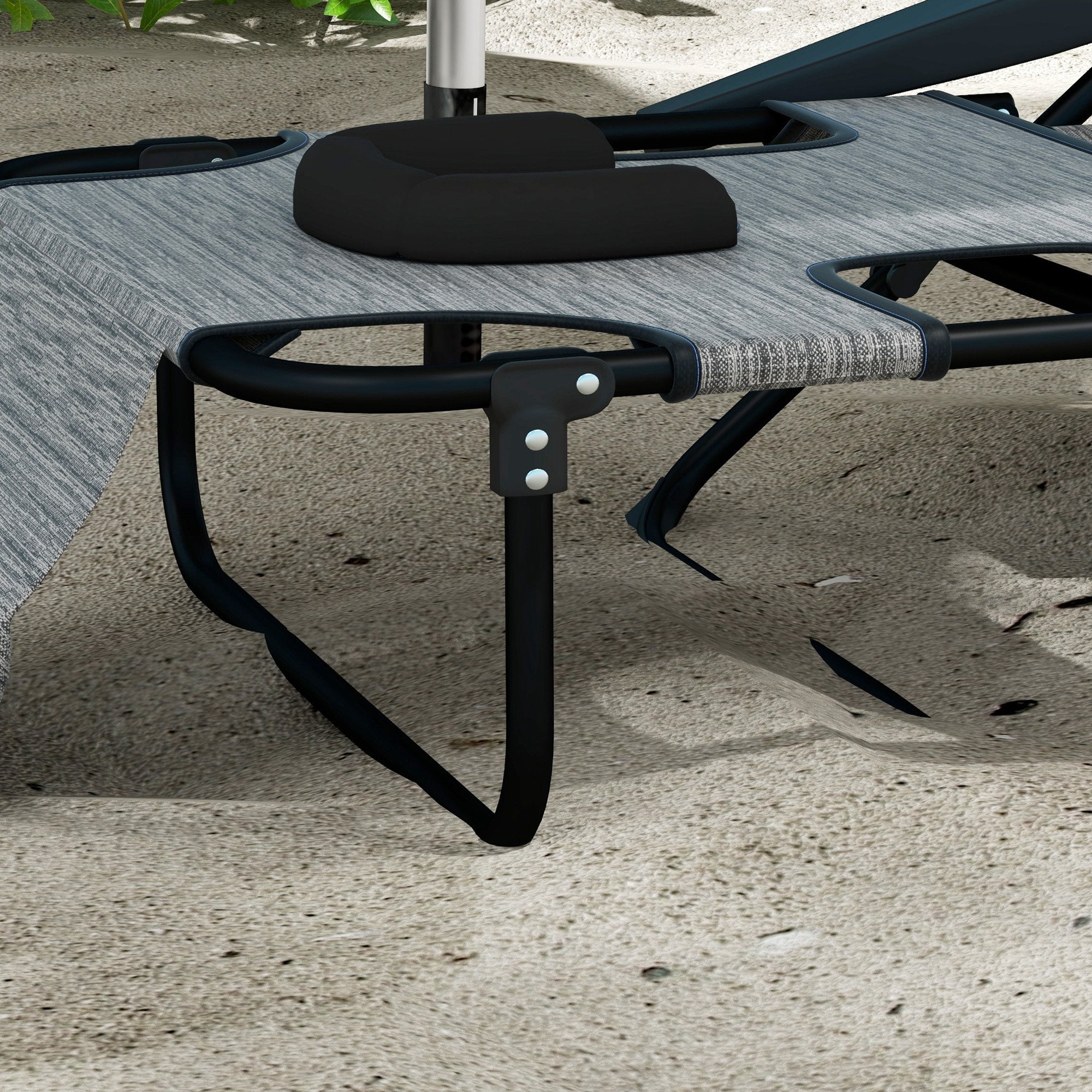 Outsunny Folding Lounge Chair with 4-level Reclining Back, Outdoor Tanning Chair with Reading Hole, Outdoor Chaise Lounge Chair with Headrest, for Beach, Yard, Patio, Mixed Grey