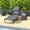 Outsunny Folding Lounge Chair with 4-level Reclining Back, Outdoor Tanning Chair with Reading Hole, Outdoor Chaise Lounge Chair with Headrest, for Beach, Yard, Patio, Mixed Grey