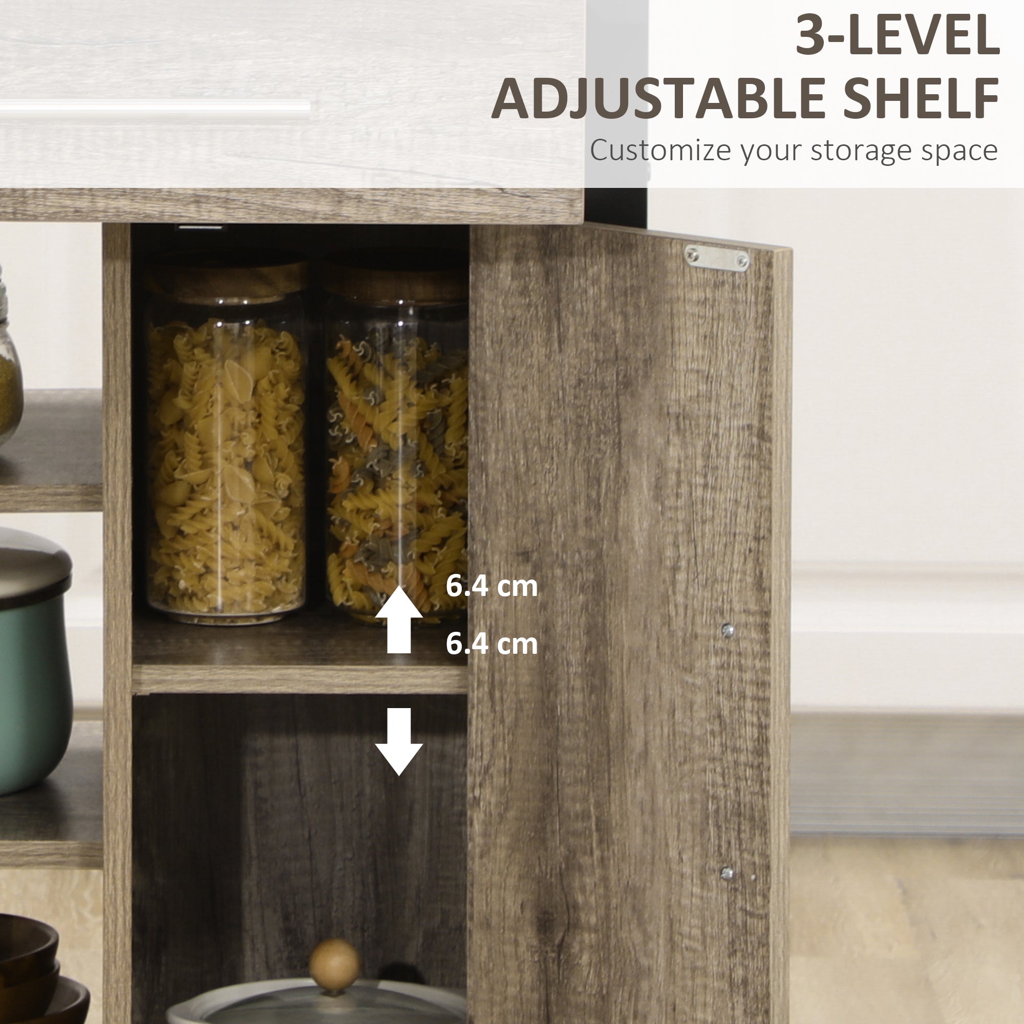 HOMCOM Kitchen Trolley Utility Cart on Wheels with Storage Shelves & Drawer for Dining Room, Grey