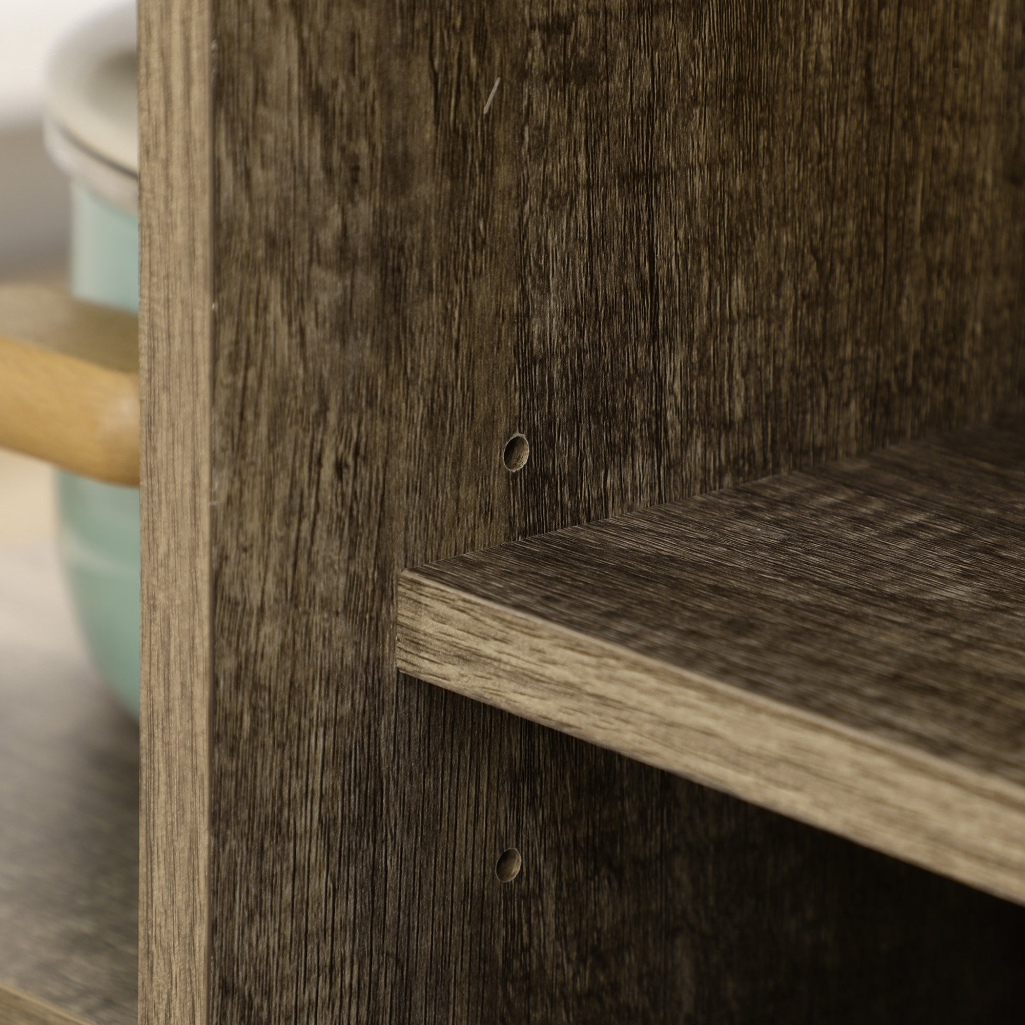 HOMCOM Kitchen Trolley Utility Cart on Wheels with Storage Shelves & Drawer for Dining Room, Grey