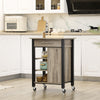 HOMCOM Kitchen Trolley Utility Cart on Wheels with Storage Shelves & Drawer for Dining Room, Grey
