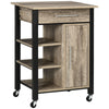 HOMCOM Kitchen Trolley Utility Cart on Wheels with Storage Shelves & Drawer for Dining Room, Grey