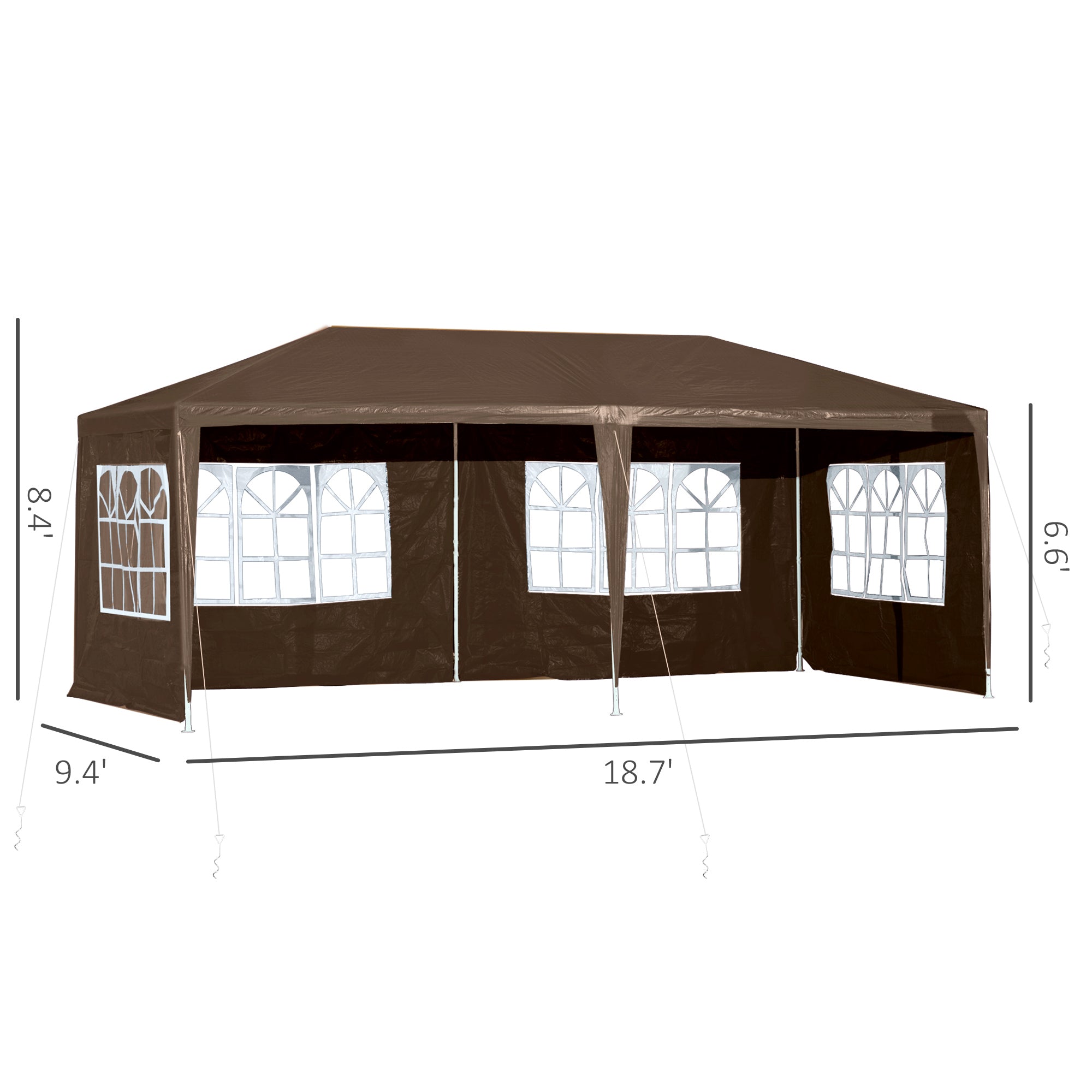 Outsunny 18.7' x 9.4' Party Tent, Portable Folding Wedding Tent, Garden Canopy Event Shelter, Outdoor Sunshade with 4 Removable Sidewalls, Coffee