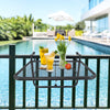 Outsunny Adjustable Balcony Hanging Railing Table, Metal Mounting Mini Wall Desk Storage Rack, Outdoor Flower Stand Serving Table Rectangle, Black