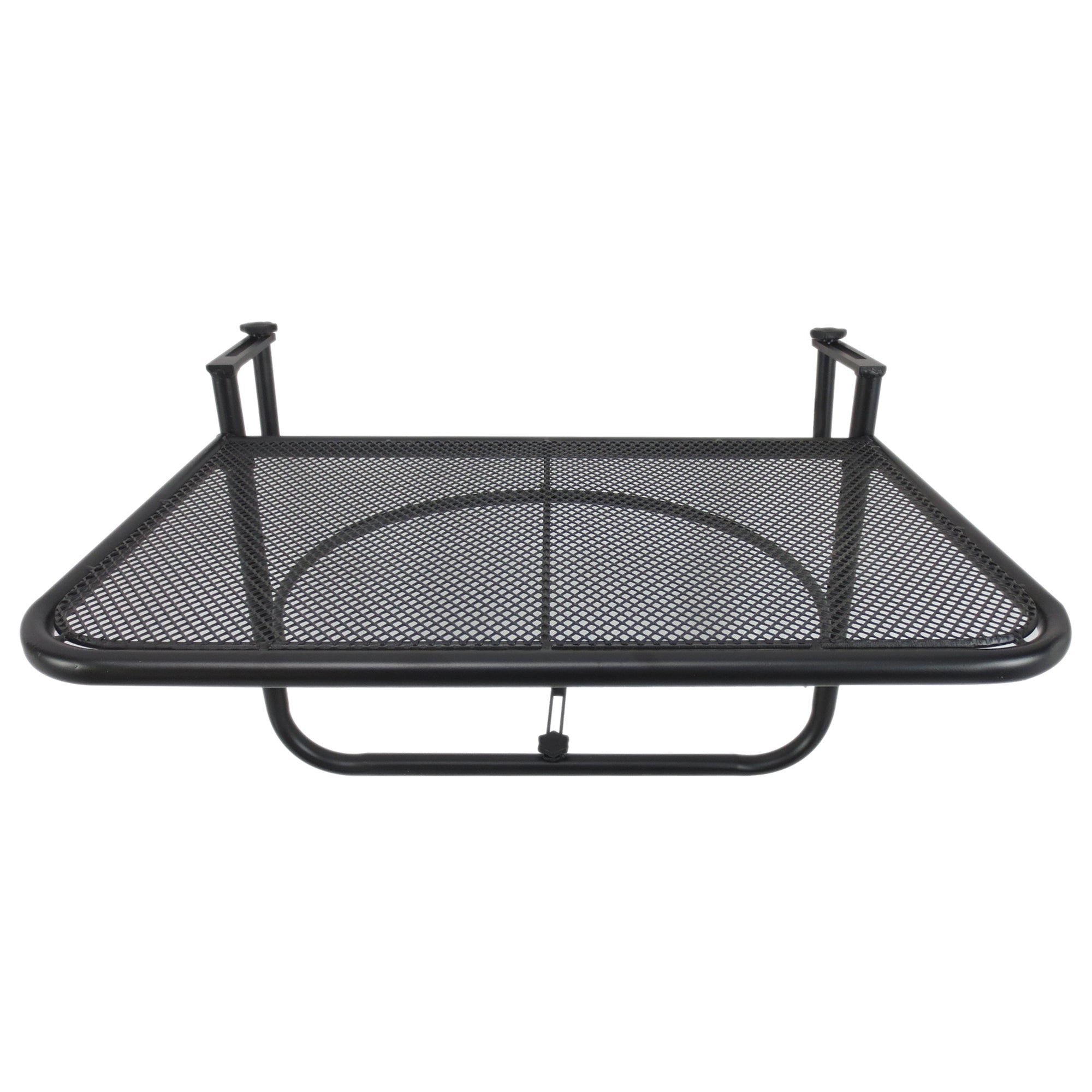 Outsunny Adjustable Balcony Hanging Railing Table, Metal Mounting Mini Wall Desk Storage Rack, Outdoor Flower Stand Serving Table Rectangle, Black