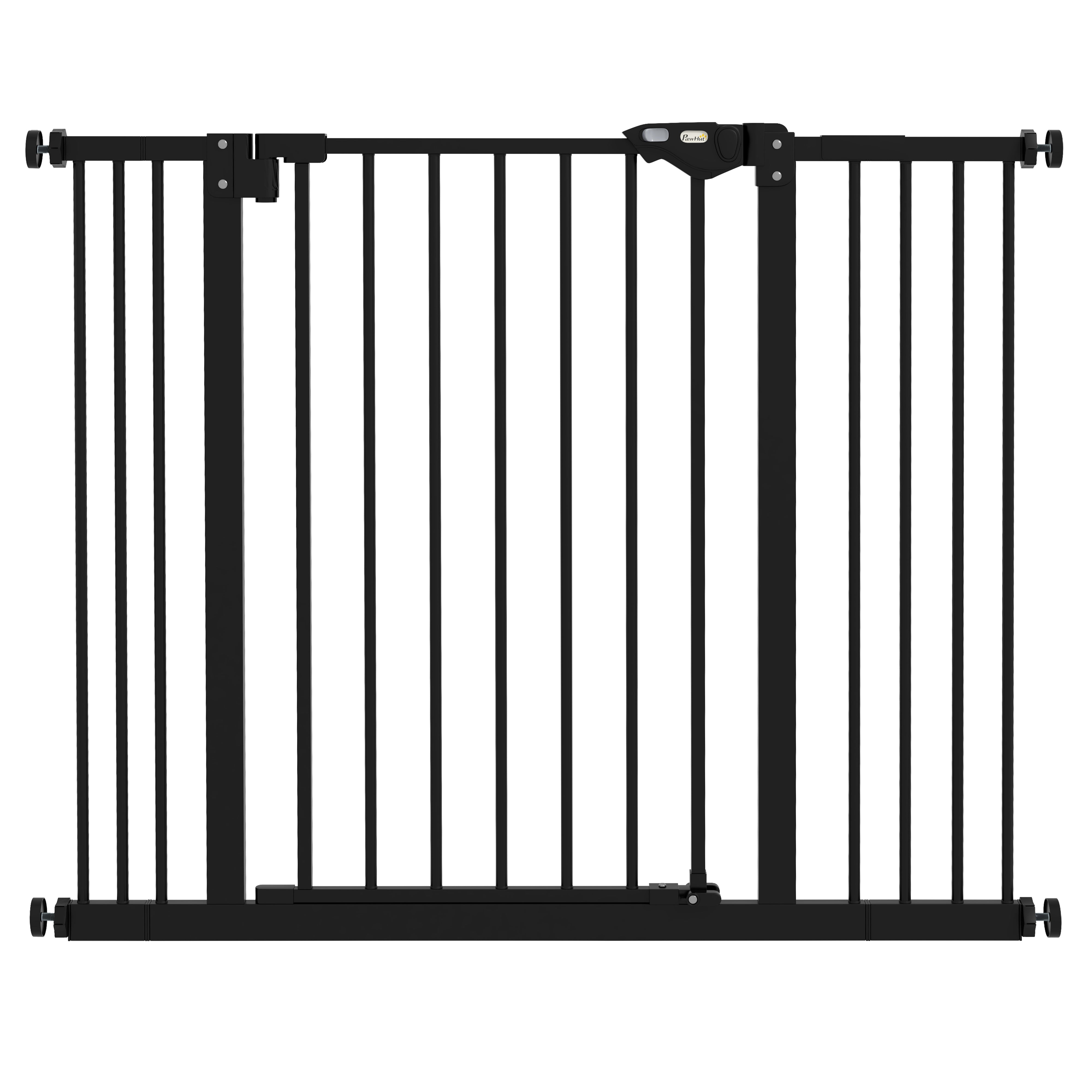 PawHut Dog Gate Stair Gate Pressure Fit Pets Barrier Auto Close for Doorway Hallway, 74-100cm Wide Adjustable, Black