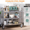 HOMCOM 33" 3-Tier Kitchen Trolley Medical Treatment Laboratory Equipment Carts, Stainless Steel Rolling Kitchen Island, Wheeled Storage Utility Serving Cart, 330LBS Heavy Gauge