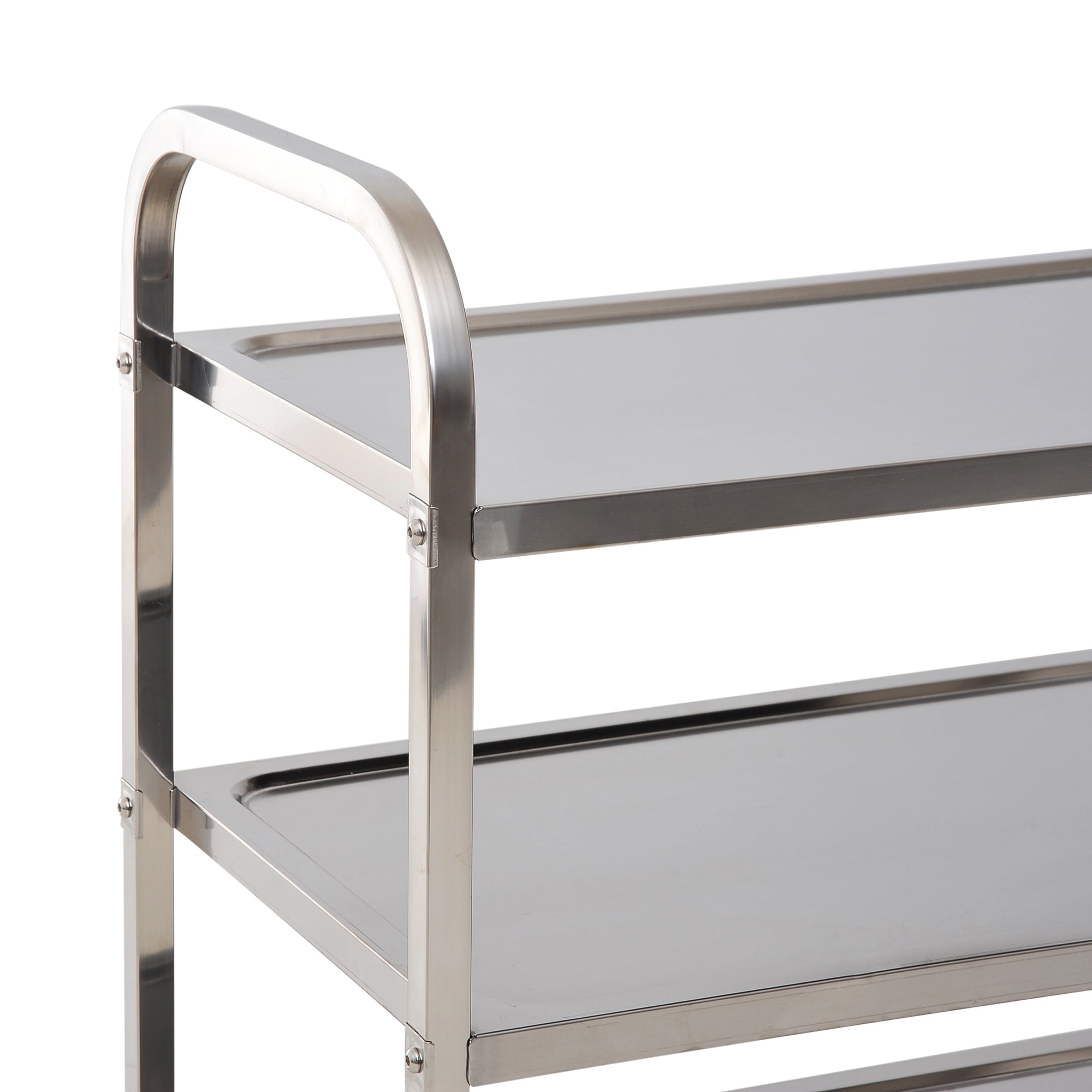 HOMCOM 33" 3-Tier Kitchen Trolley Medical Treatment Laboratory Equipment Carts, Stainless Steel Rolling Kitchen Island, Wheeled Storage Utility Serving Cart, 330LBS Heavy Gauge