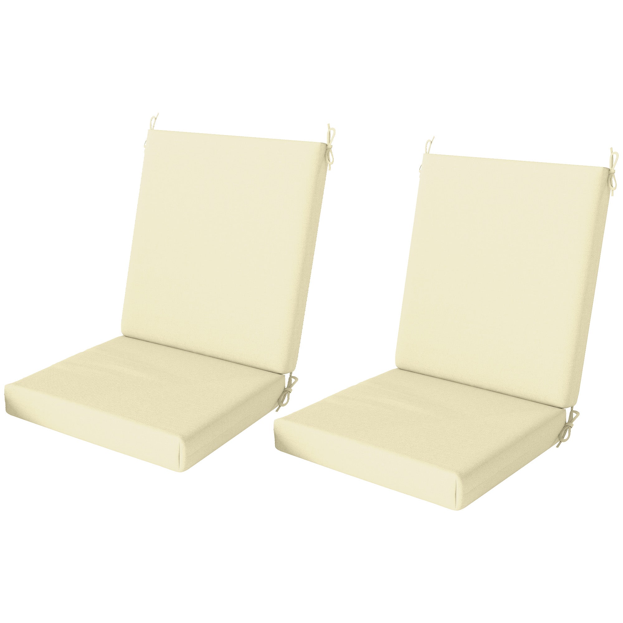 Outsunny Outdoor Chair Cushions Set of 2 for Dining Chairs, Water-Repellent and Fade-Resistant Yarn-Dyed Polyester, Outdoor Seat Cushions with Back Cushions and Ties, Beige
