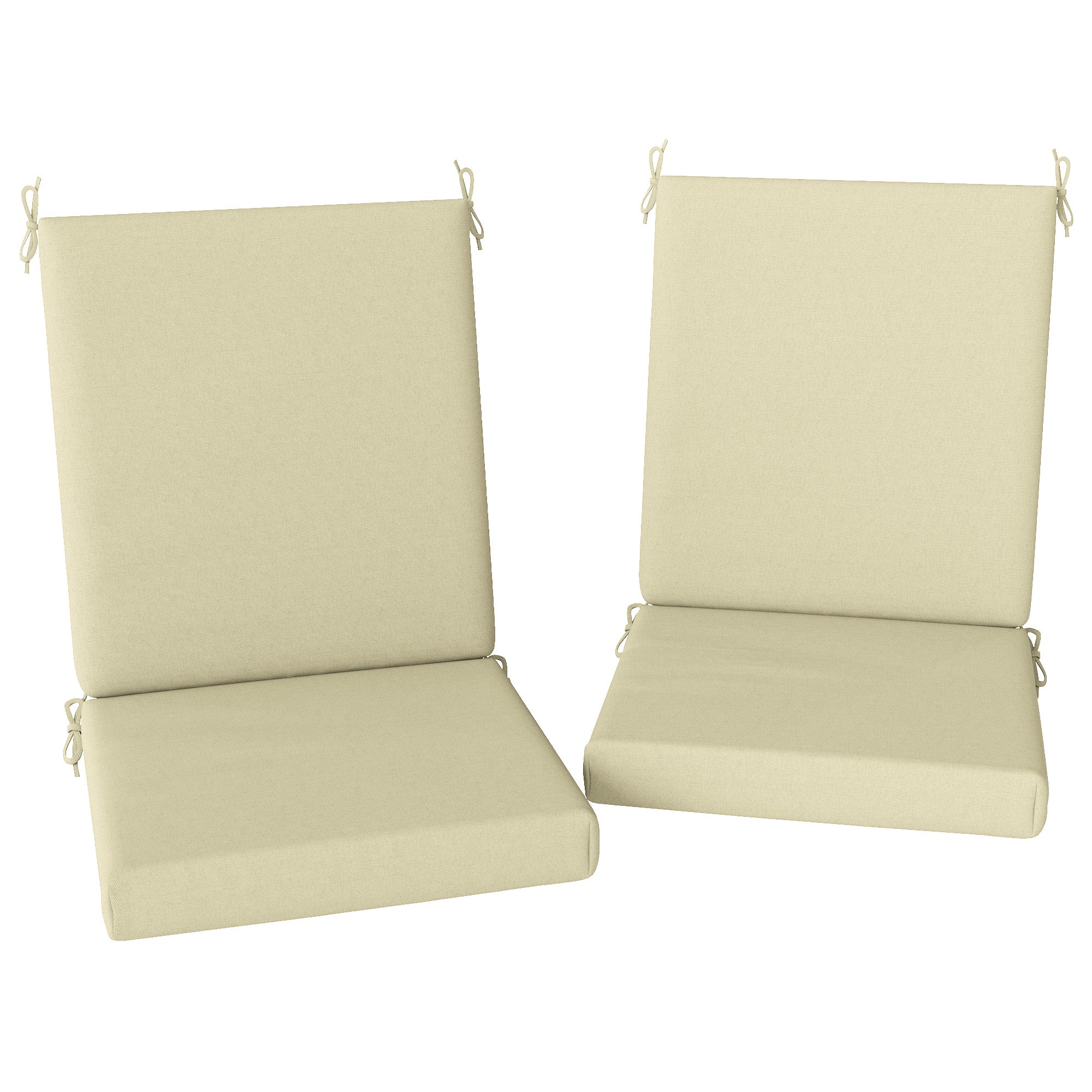 Outsunny Outdoor Chair Cushions Set of 2 for Dining Chairs, Water-Repellent and Fade-Resistant Yarn-Dyed Polyester, Outdoor Seat Cushions with Back Cushions and Ties, Beige
