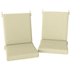 Outsunny Outdoor Chair Cushions Set of 2 for Dining Chairs, Water-Repellent and Fade-Resistant Yarn-Dyed Polyester, Outdoor Seat Cushions with Back Cushions and Ties, Beige