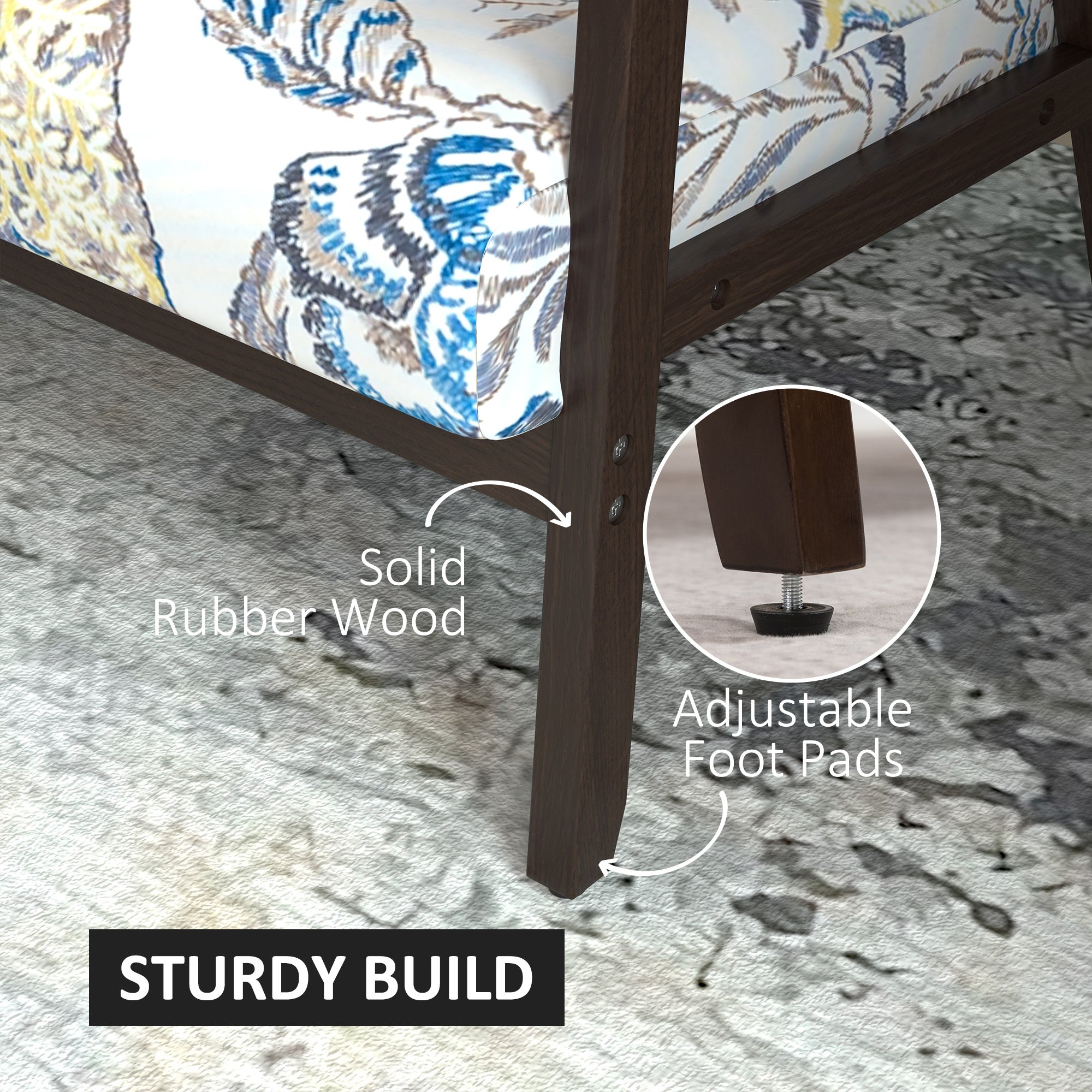 HOMCOM 48" Loveseat Sofa for Bedroom, Modern Love Seats Furniture, Upholstered 2 Seater Couch with Rubber Wood Legs for Living Room, Multicolour