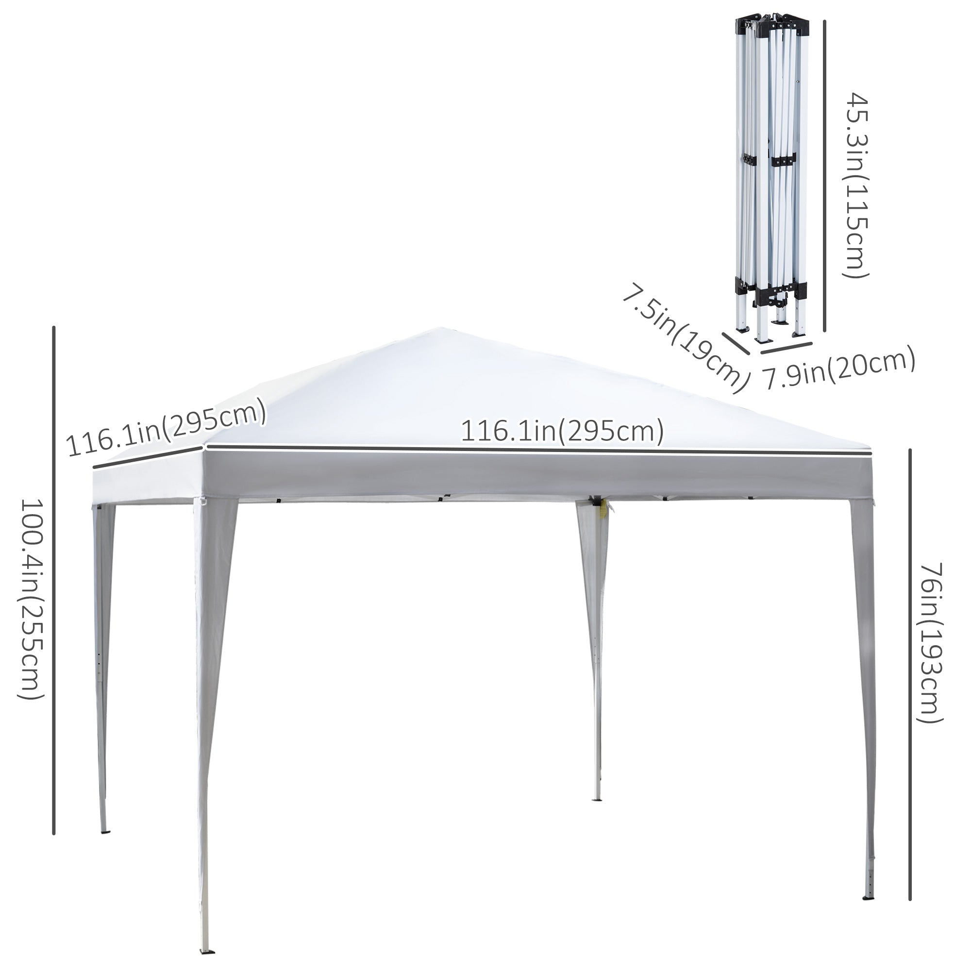 Outsunny 10 x 10ft Folding Pop Up Canopy Tent Outdoor Gazebo with Carrying Bag, White