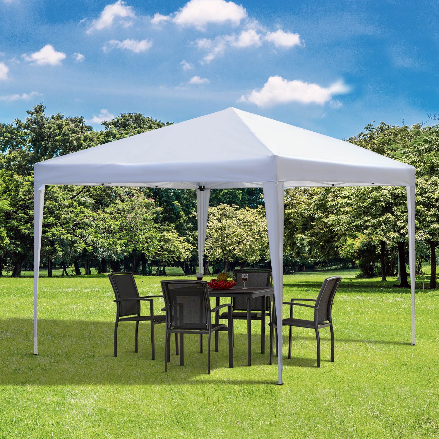 Outsunny 10 x 10ft Folding Pop Up Canopy Tent Outdoor Gazebo with Carrying Bag, White