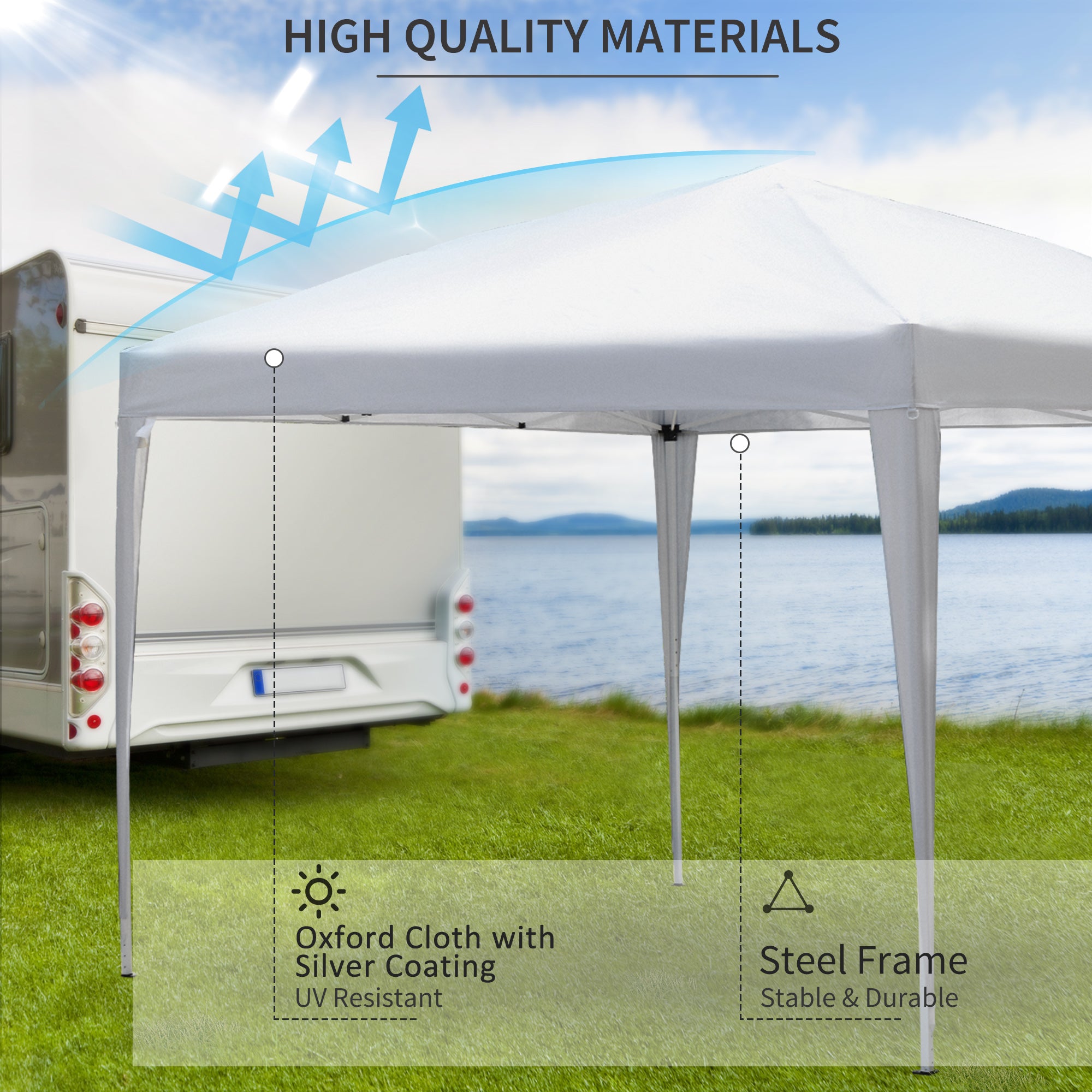Outsunny 10 x 10ft Folding Pop Up Canopy Tent Outdoor Gazebo with Carrying Bag, White