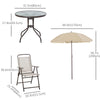 Outsunny 6 Pieces Patio Dining Set with Umbrella, Outdoor Furniture Set with Round Table and 4 Folding Chairs for Garden, Lawn, Deck, Cream-white