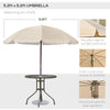 Outsunny 6 Pieces Patio Dining Set with Umbrella, Outdoor Furniture Set with Round Table and 4 Folding Chairs for Garden, Lawn, Deck, Cream-white
