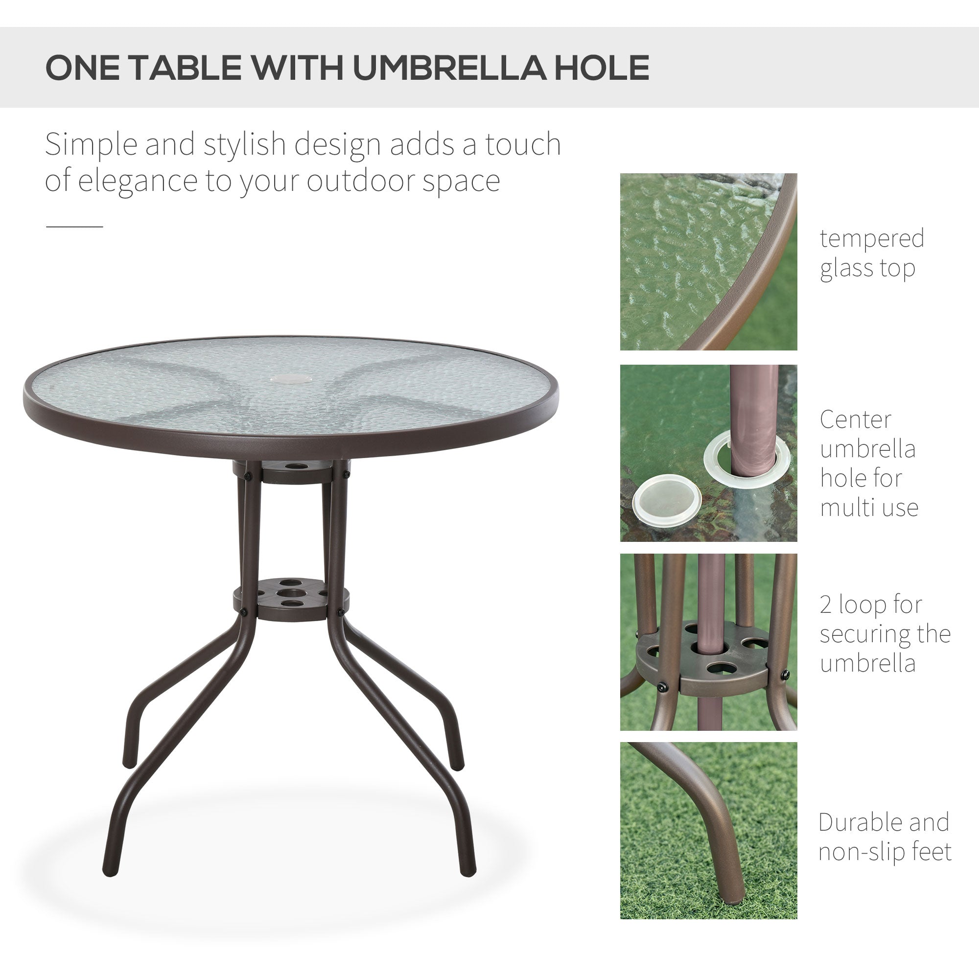 Outsunny 6 Pieces Patio Dining Set with Umbrella, Outdoor Furniture Set with Round Table and 4 Folding Chairs for Garden, Lawn, Deck, Cream-white
