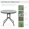 Outsunny 6 Pieces Patio Dining Set with Umbrella, Outdoor Furniture Set with Round Table and 4 Folding Chairs for Garden, Lawn, Deck, Cream-white