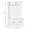HOMCOM Modern Hall Tree, Coat Rack, Coat Stand With Shoe Storage Bench, 3-in-1 Wardrobe with 4 Double Hooks and 2 Shelves, Coat Hanger for Hallway, Living Room, White