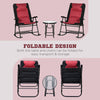 Outsunny 3pc Patio Foldable Rocking Chair Set, Outdoor Rocking Chairs and Table Bistro Set w/ Padded Seat, Headrest, Backrest for park, backyard, garden, Red