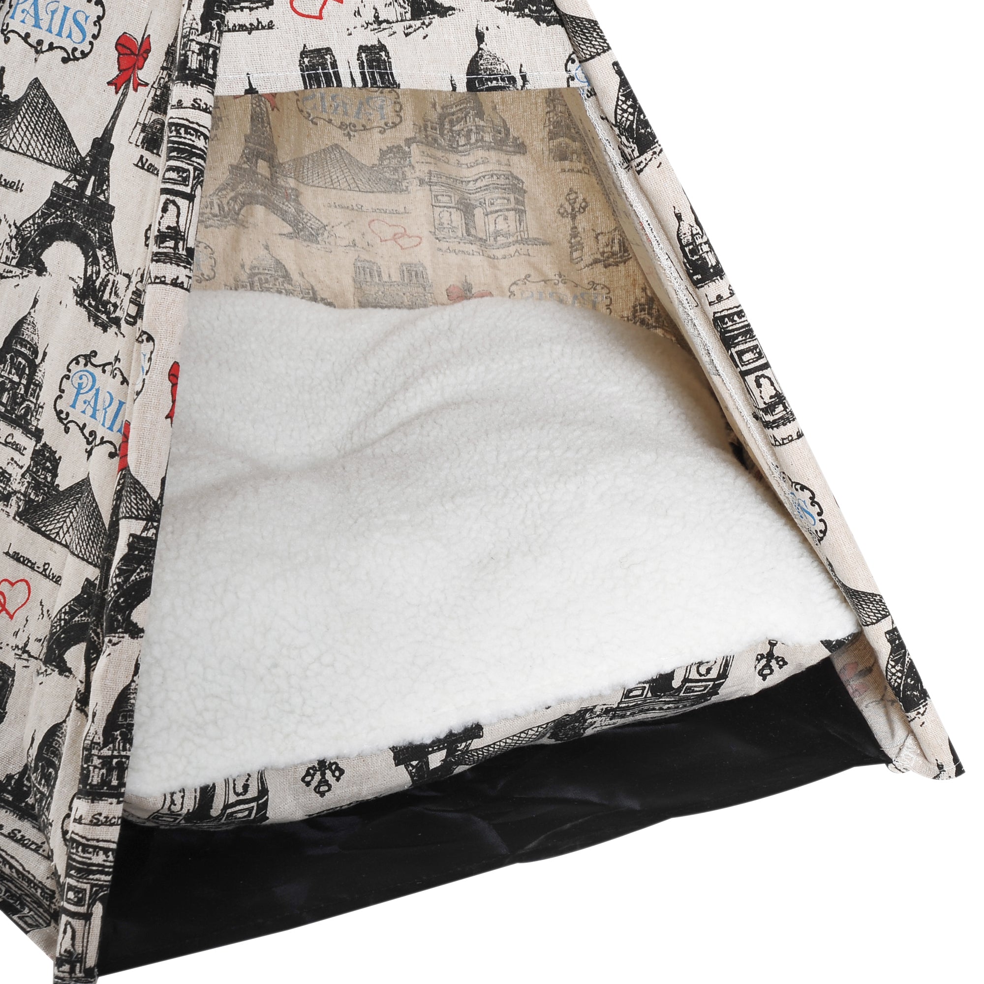 PawHut Portable Canvas Pet Teepee Tent Foldable Cat Bed Dog Puppy House Small Animal Play Kennels Removable Washable Cushion