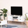 HOMCOM TV Stand for TVs up to 50" Flat Screen, TV Cabinet with Storage Shelves, 2 Drawers and Cable Hole, Modern Entertainment Center for Living Room, Bedroom, White