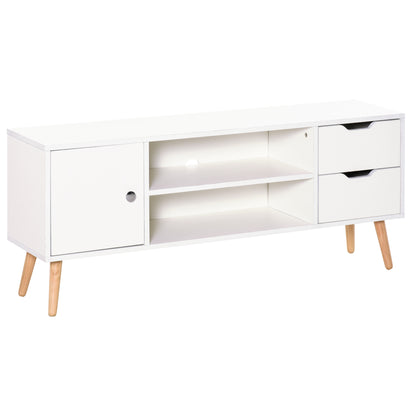 HOMCOM TV Stand for TVs up to 50" Flat Screen, TV Cabinet with Storage Shelves, 2 Drawers and Cable Hole, Modern Entertainment Center for Living Room, Bedroom, White