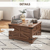 HOMCOM Farmhouse Coffee Table with Storage, Center Table with Hinged Lift Top and Hidden Space, Square Coffee Table for Living Room, Brown