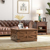 HOMCOM Farmhouse Coffee Table with Storage, Center Table with Hinged Lift Top and Hidden Space, Square Coffee Table for Living Room, Brown