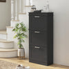 HOMCOM Shoe Cabinet for entryway, Narrow Shoe Storage Cabinet with 3 Flip Drawers and Adjustable Shelves for 15 Pairs of Shoes, Black